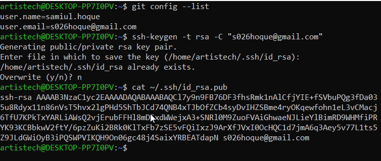 SSH key generation and cat