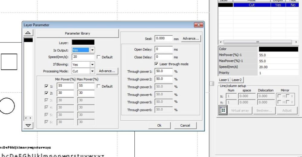 Laser Power and Speed Settings
