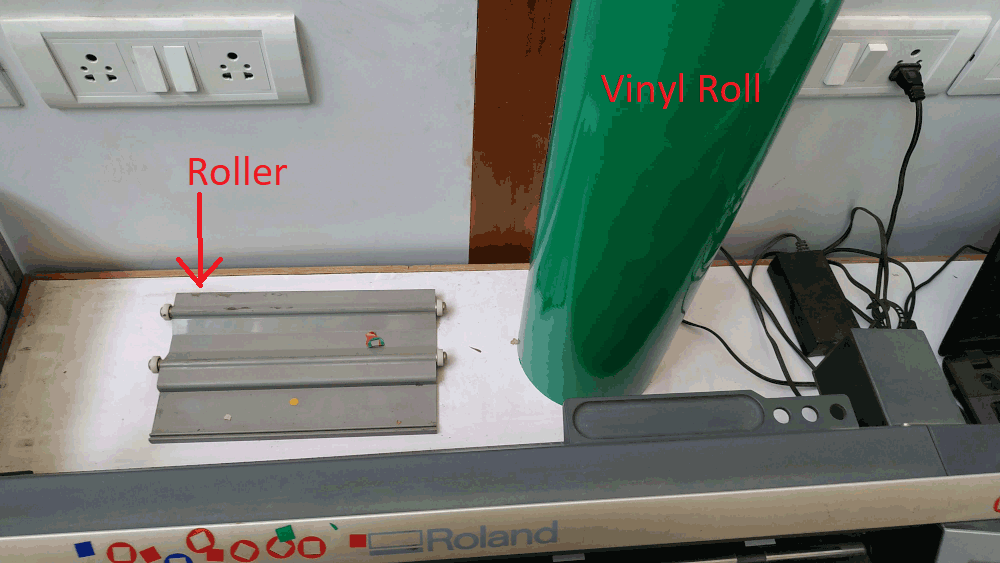 Loading vinyl Roll onto the roller