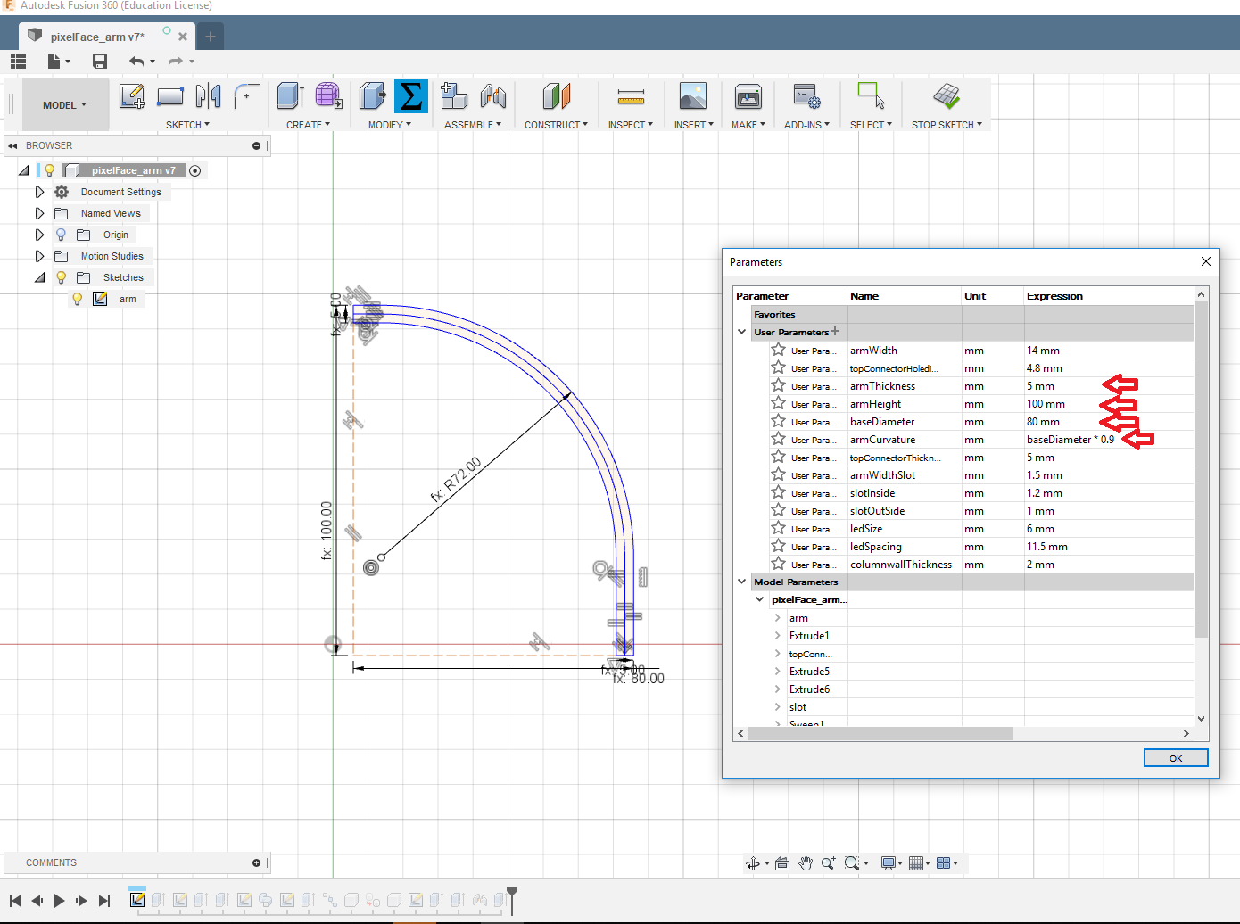 Parameters Used