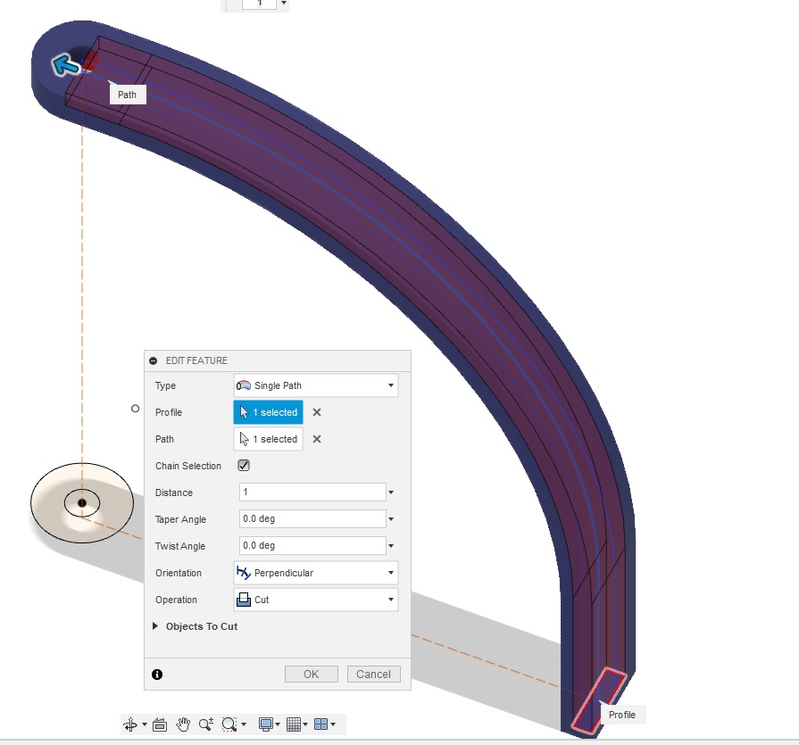 Using Sweep Function to create the inner slot