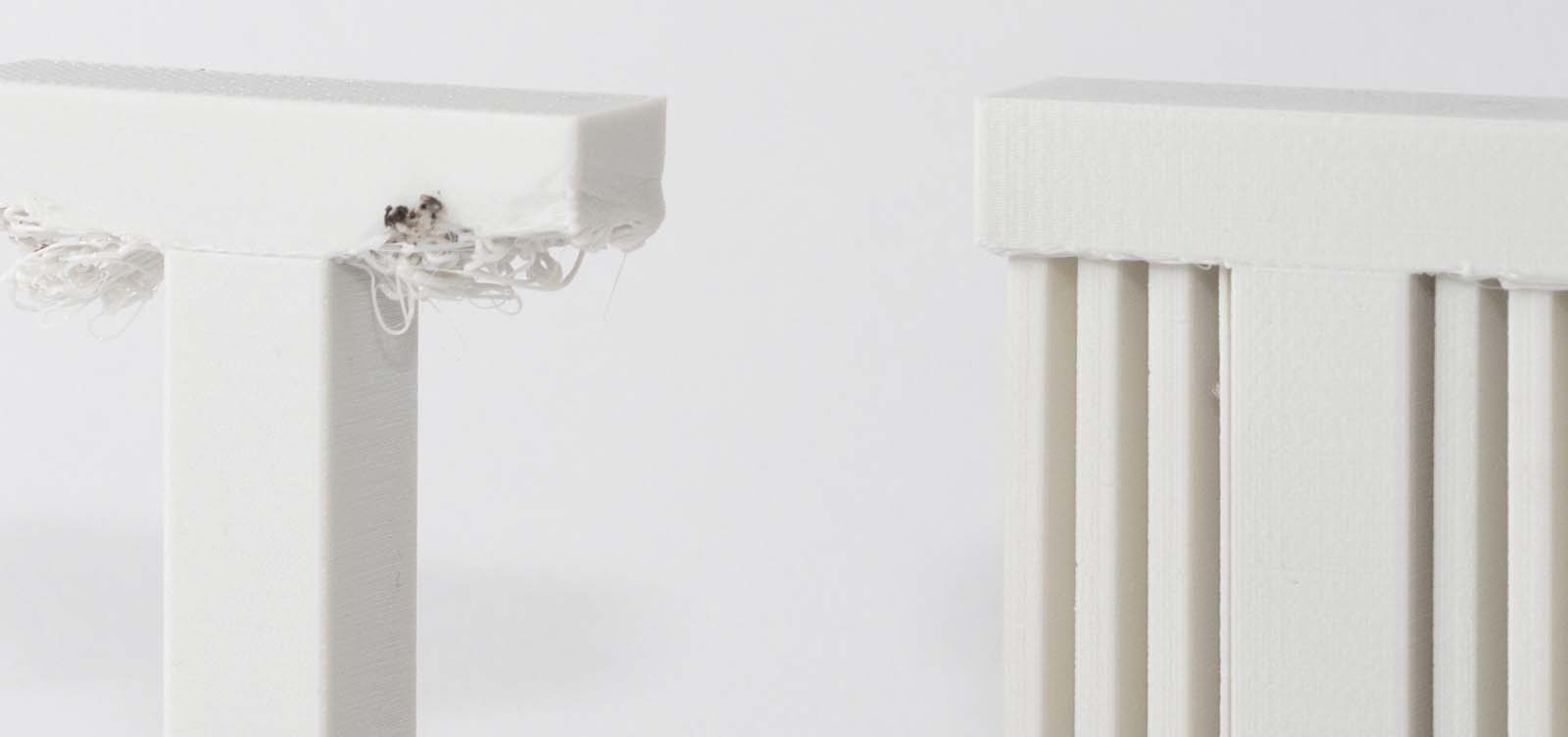 Comparison between no support and support - illustration by 3dhubs
