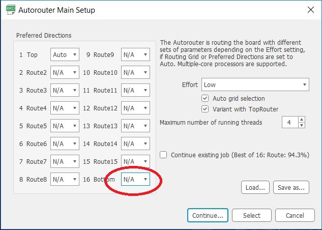 autorouter- layer settings