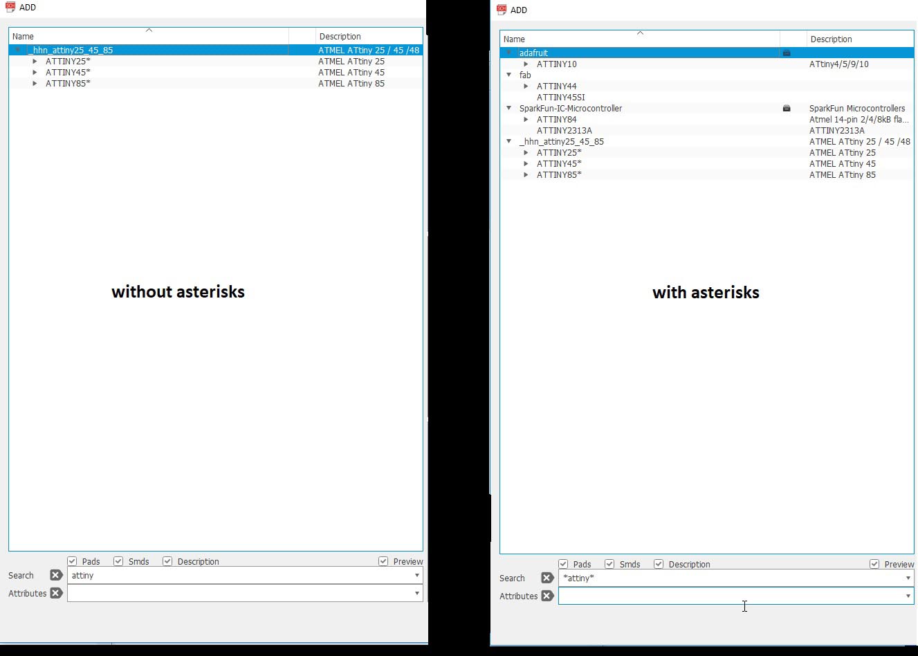 Search with Asterisks to search substrings