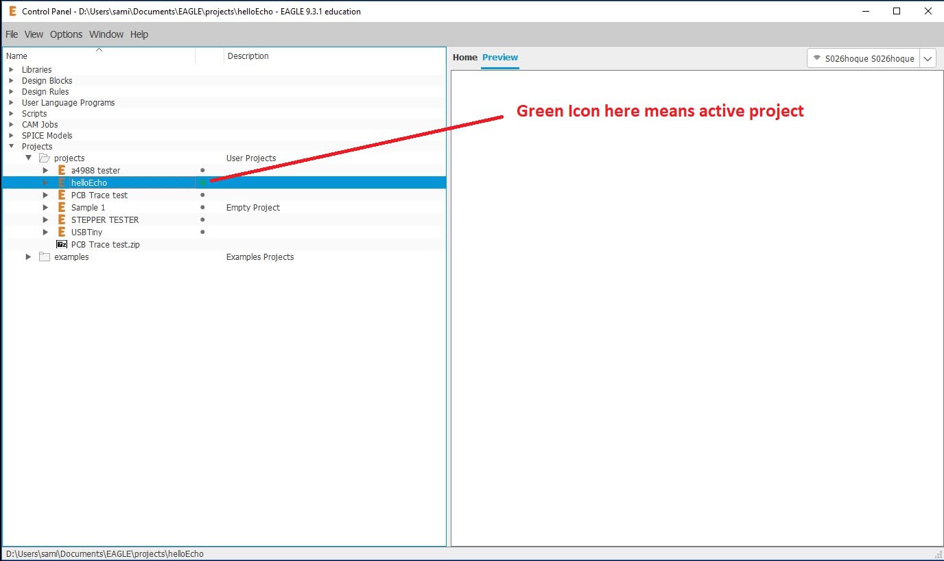 Green Indicates Active Project, double click to activate