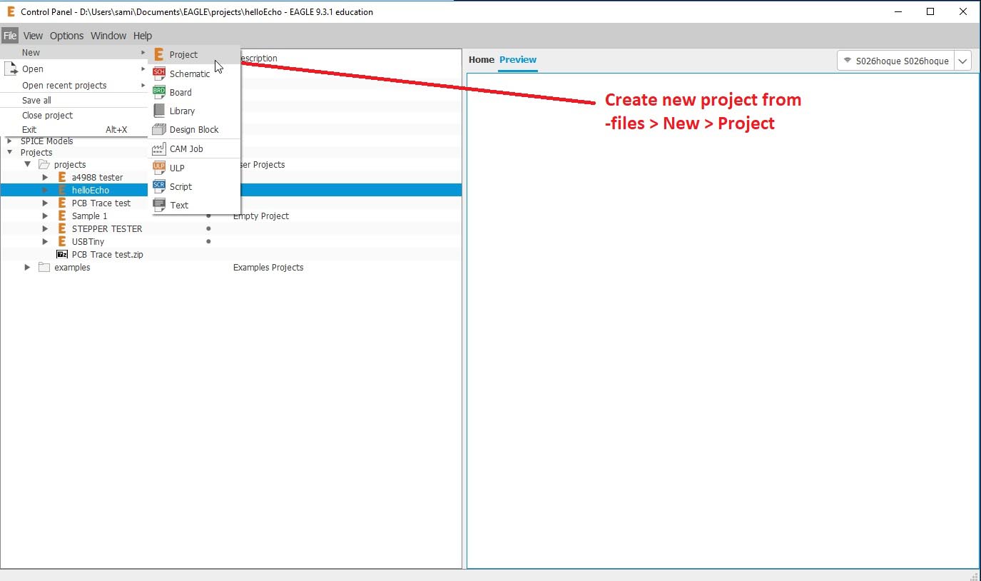 Creating a new project
