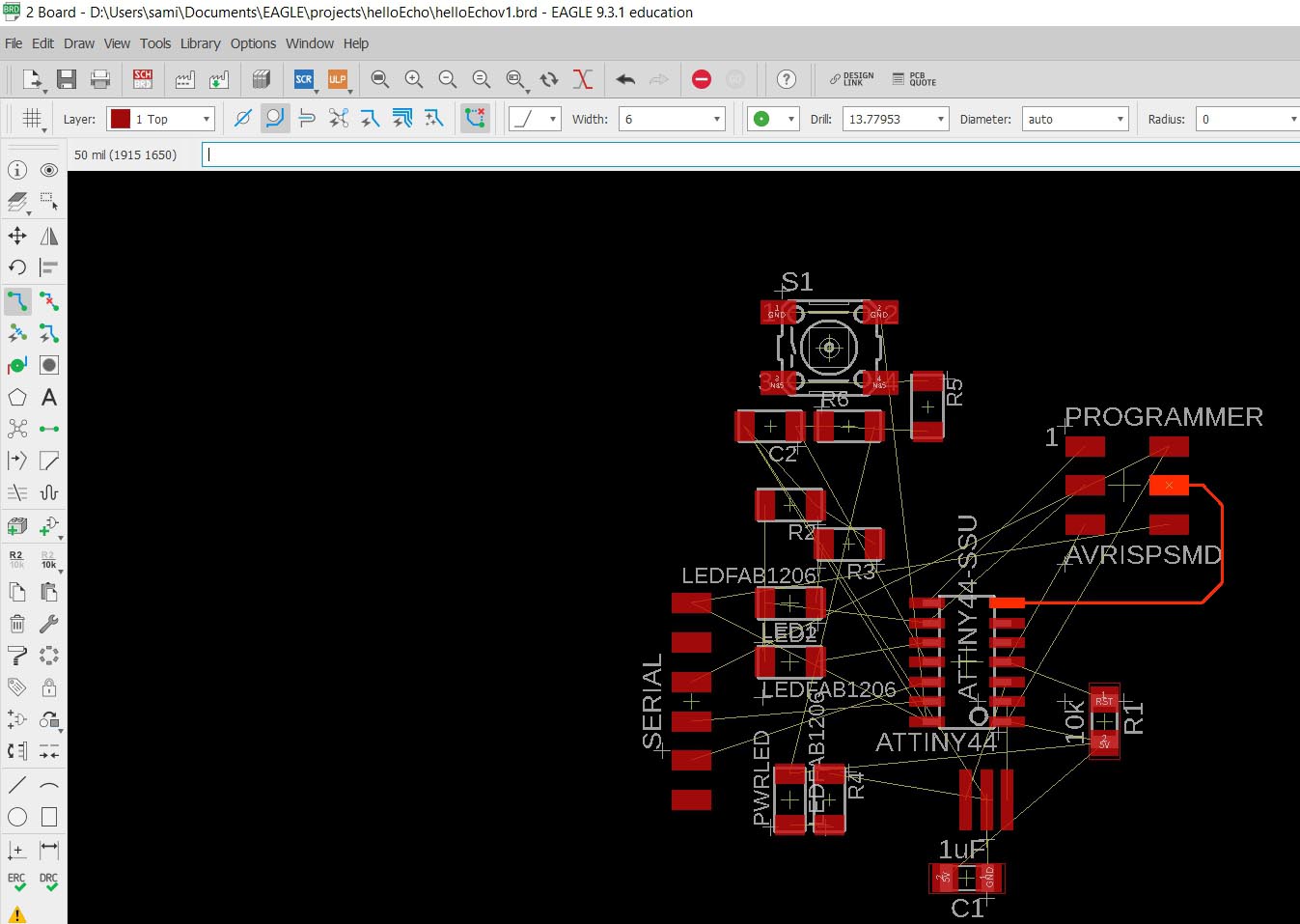 Routing- pads higlighted