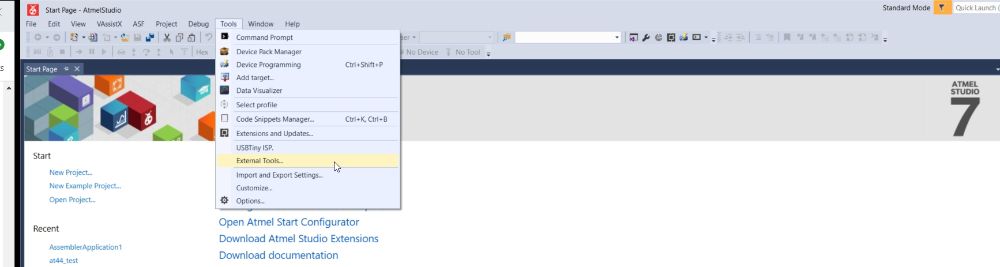 Adding External Tool in Atmel Studio