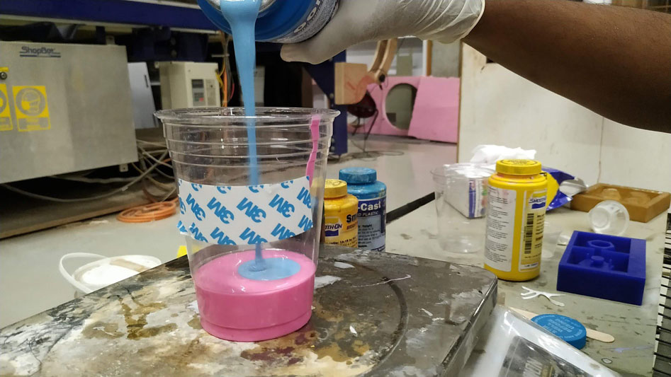 Pouring 130GM of Part B