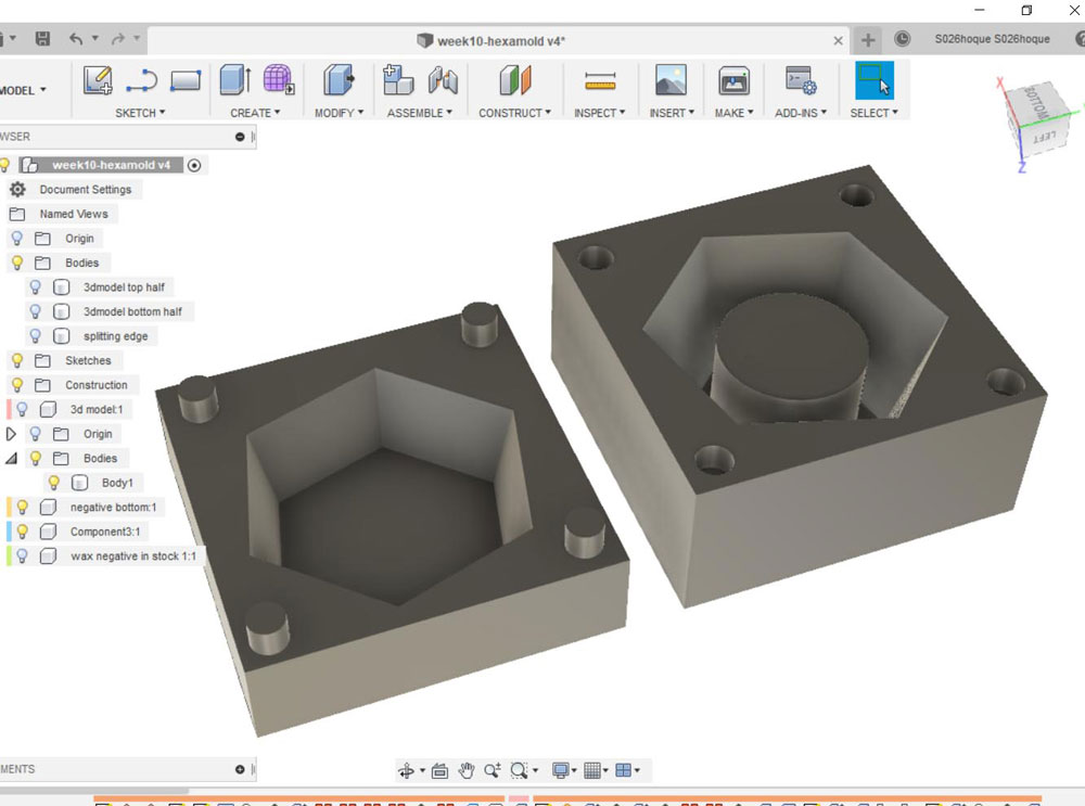 Adding cylindrers and holes on top and bottom for alignment