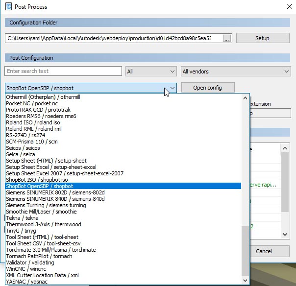 List of Post Available Post Processors