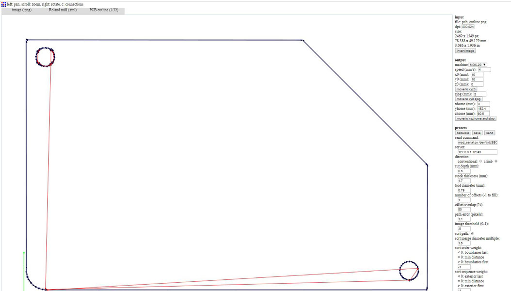 Milling the Outline(1/32 bit)