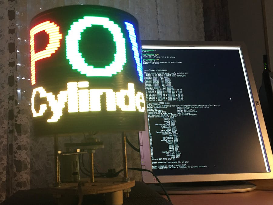 POV cylinder Display. (locked from both ends) -image from Arduino Project Hubs