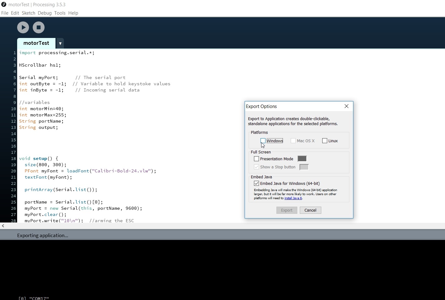 Multi Platform Export Options in Processing