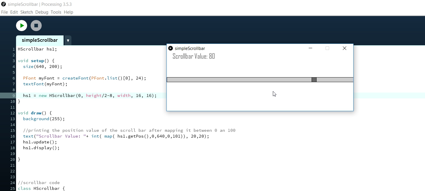 Simple Scroll Bar in Processing