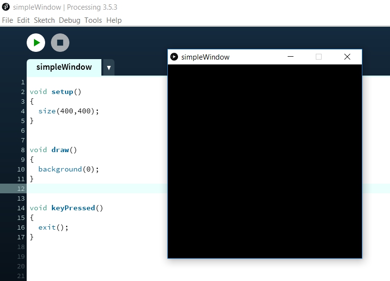Creating a Simple Window in processing