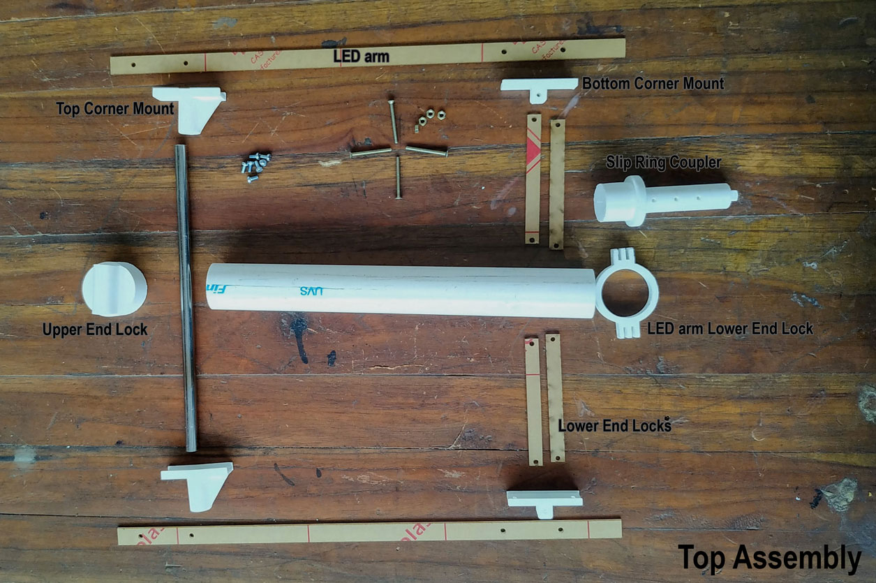 PixelFace rotating top assembly with the LED arms mounted